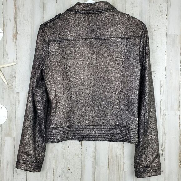 Lucy Paris Moto Jacket Bronze Metallic Size Small - Picture 4 of 11